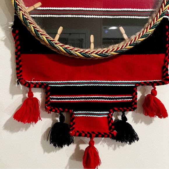 Native American Tribal Blanket Tassel Wall Hanging Clock Southwestern Woven - Picture 2 of 6